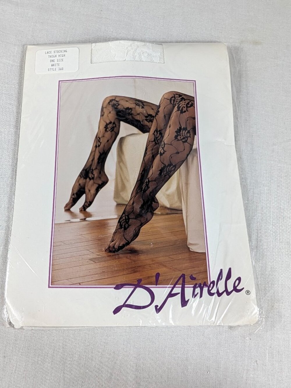 D’Airelle Lovers Lane Floral Lace Thigh High Stockings White Size OSFM Made USA